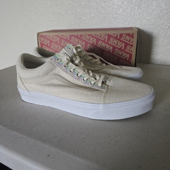 Vans Classic Old Skool Hemp Linen Women 9.5 Off White Textured Shoes New 082025 - Picture 7 of 8